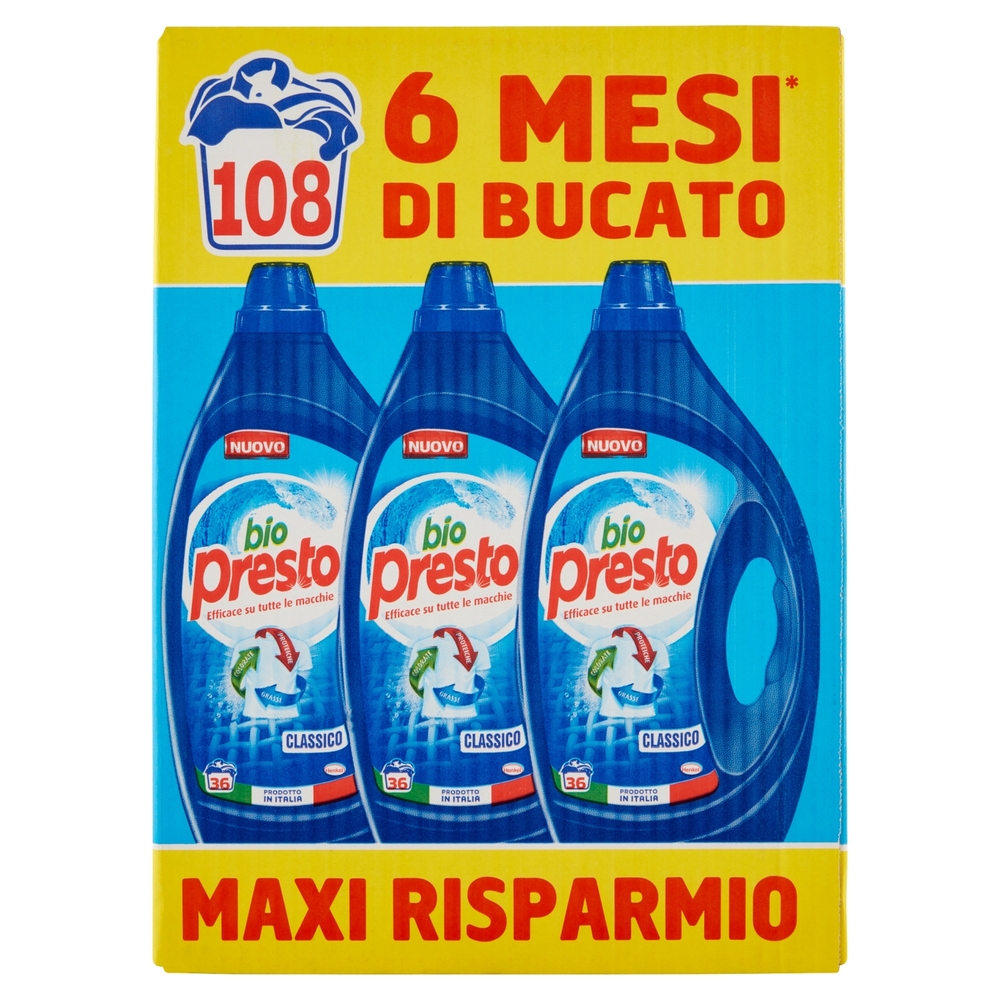 BIO PRESTO Liquido Classico 36x3 Lav - 1,8L x3